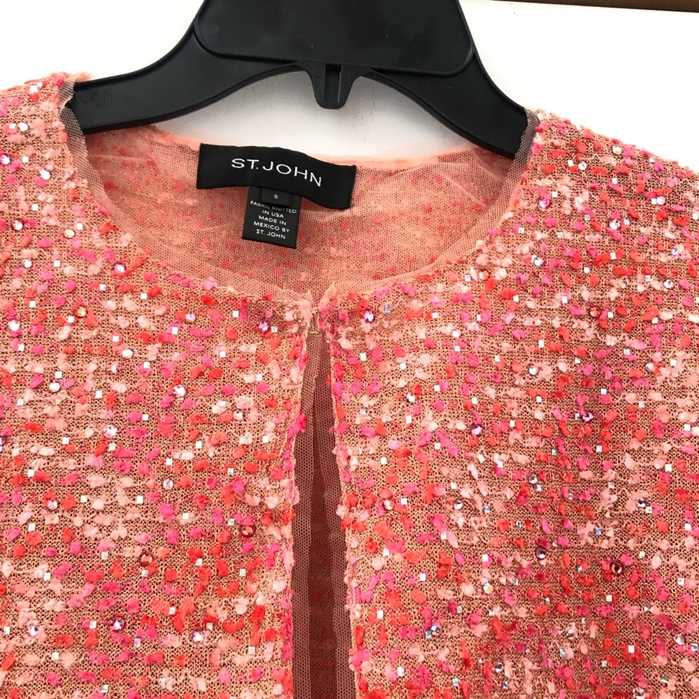 $1995 st John collection beaded confetti tweed long jacket women size 8 - Picture 6 of 10